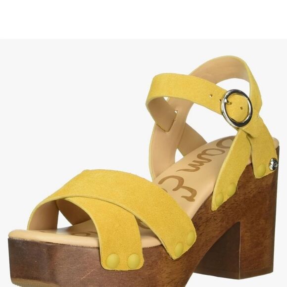 Yellow Suede Platform Sandals - Picture 1 of 6